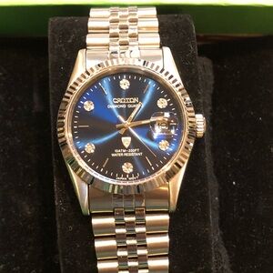 Croton Diamond Dial Date SS Unisex 36mm Watch
